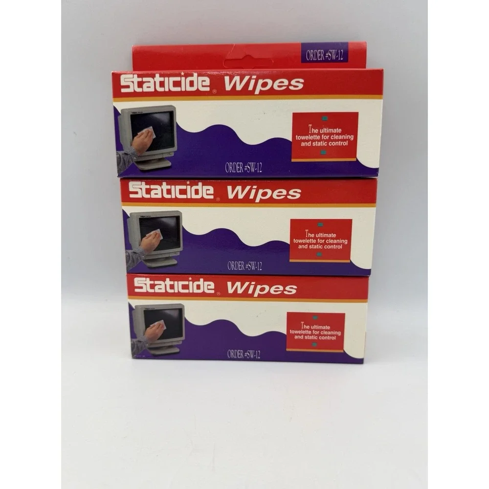 Staticide Wipes SW-12 Anti Static Cleaning Towelettes 24 Count Lot of 3 Sealed